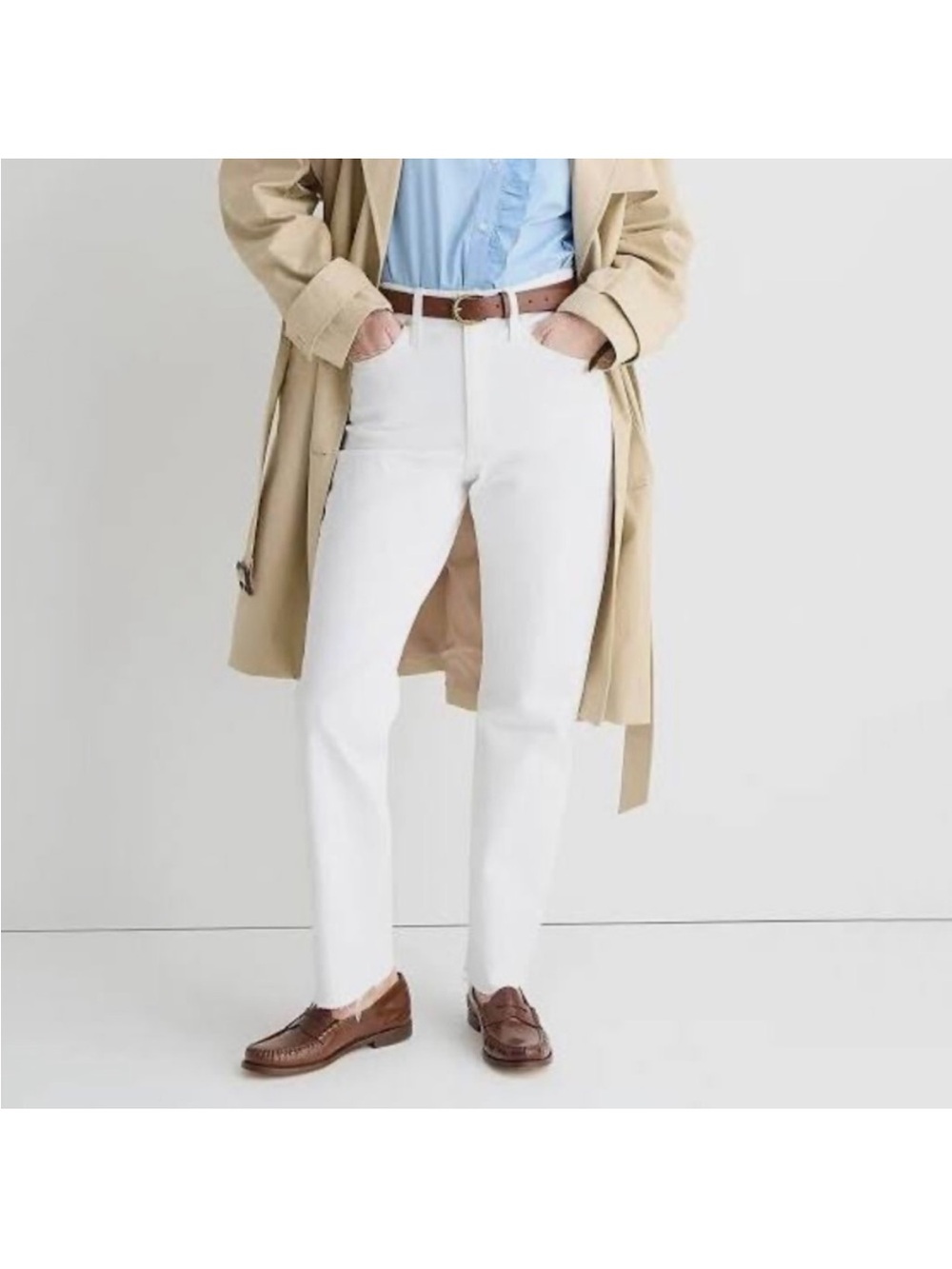 J. Crew White Slim Boyfriend jeans raw hem
